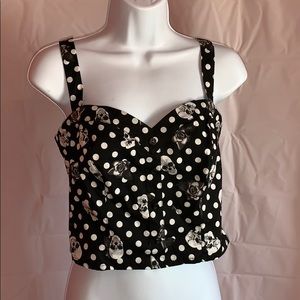 Hot Topic Skull Rose Flower Crop Top Stretchy Cute